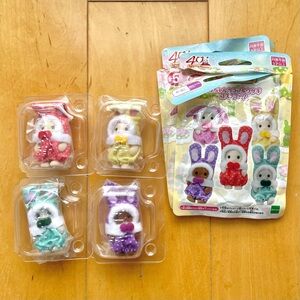 Calico Critters Baby Colorful Rabbit Costume Set of 4